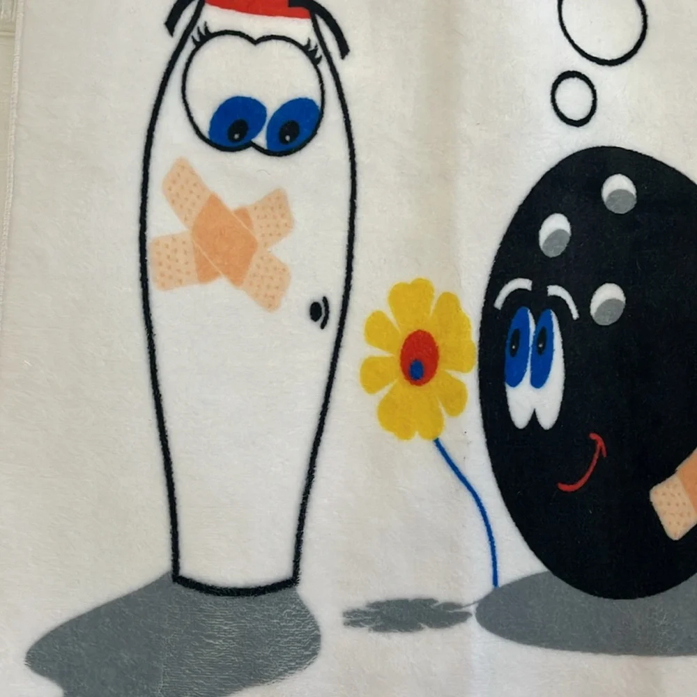 3D ROSE NOVELTY BOWLING SPORT HAND TOWEL MICROFIBER TERRY CLOTH WHITE